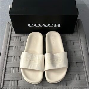 Coach Alexis Leather Sandals NWT Chalk